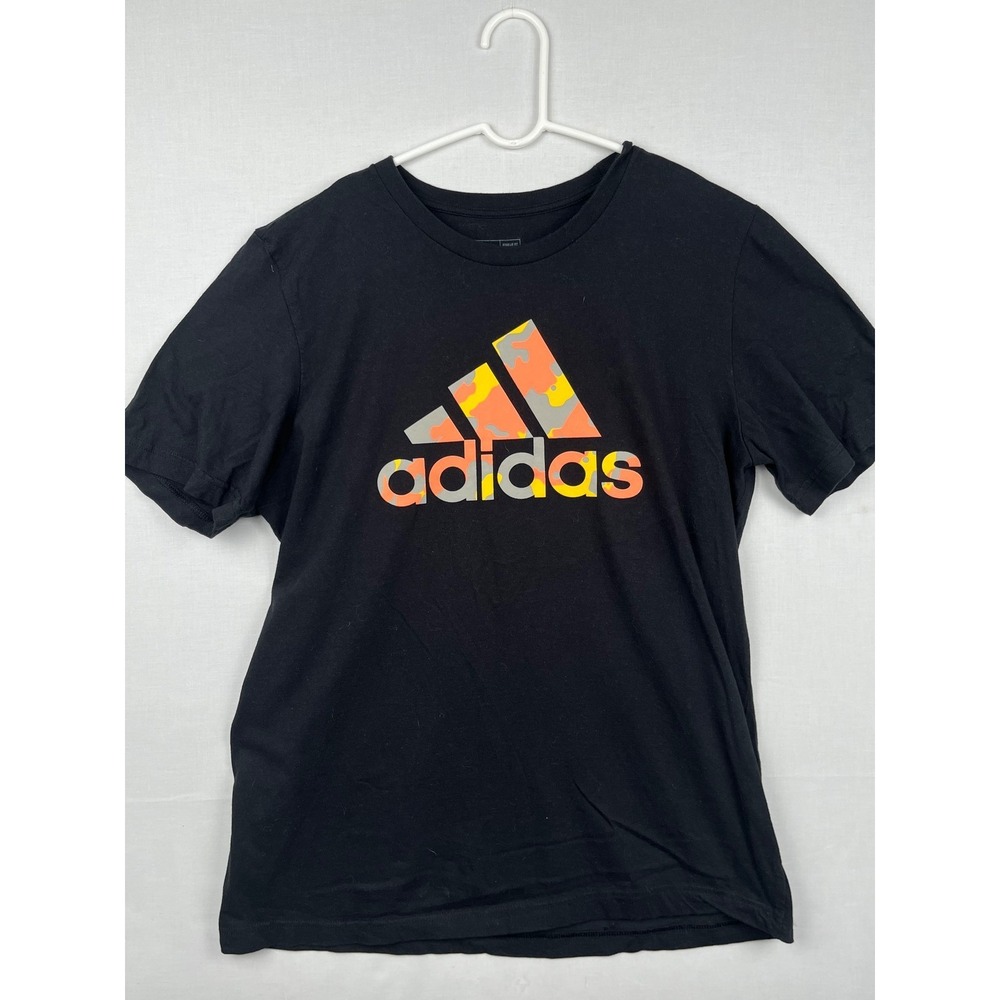 Adidas Graphic T-Shirt‎ Mens Large Black Camo Logo Regular Fit Short Sleeve Tee